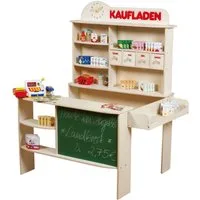 roba® Kaufladen Verkaufsstand, mit 4 Schubladen, Uhr, Tafel, Theke & Seitentheke