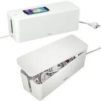 Hama Kabelbox Design Kabelbox Weiß Kabelmanager Ladebox, (1x Kabelbox, Aufbewahrung), Kabel-Organizer Strom Ladestation für Zuhause TV PC Büro Schreibtisch