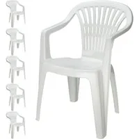Progarden Gartenstuhl Kunststoff Bistrostuhl Weiß 6 er Set (Set, 6 St), UV-Beständig, Robust, Wetterfest, Made in Italy, Hochwertig