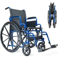 MOBILITY Plus+ Rollstuhl RIO - faltbarer & leichter Greifreifen-Rollstuhl, Transportrollstuhl m. Schiebegriffe, Fußstützen & Armlehnen klappbar