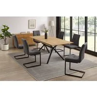 OTTO home Essgruppe Vendy, Esstisch ausziehbar plus 6 Freischwinger, (Set, 7-tlg., Esstisch ausziehbar 160 - 210 cm plus 6 Esszimmerstühle), pflegeleichte Strukturstoff-Stühle, 3D-Steppung, ausziehbarer Tisch