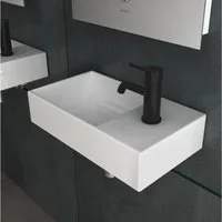 Alpenberger Waschbecken für Gäste WC & Bad - Keramik Miniwaschbecken Washbasin (1-tlg, Spülbecken), Hängewaschbecken Eckig, Weiß, 45 cm Breit