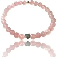 Steinfixx® Perlenarmband Echtes Rosenquarz Perlenarmband mit 925 Silberperle (incl. Geschenkbox und Edelsteinkarte, AAA-Qualität), Handarbeit