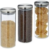 relaxdays Vorratsglas 3er Set 1,5 Lit, Glas