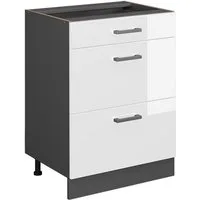 Vicco Unterschrank R-Line Weiß Hochglanz/Anthrazit 60 mit Schubladen ohne Arbeitsplatte (1-St)