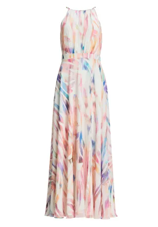 SWING - Abendkleid aus Crinkle Chiffon mit Animal Print ivory/multi