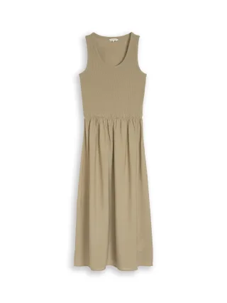 Tom Tailor - 2-in-1 Midi-Kleid im Materialmix silver olive - Gr. - 42