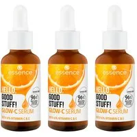 Essence Gesichtsserum HELLO, GOOD STUFF! GLOW-C SERUM Set, 3-tlg., Zieht schnell ein, mit Vitamin C, E und Orangenextrakt, vegan.