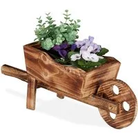 relaxdays Pflanzschale Pflanzschubkarre aus Holz
