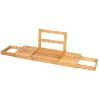 HAC24 Badewannenablage Bambus Wannenablage Badewannenbrett Wannenbrücke, Ausziehbar von 50 bis 85 cm