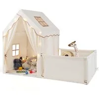 COSTWAY Spielzelt Spielhaus Kinder Indoor mit Lichterkette & Bodenmatte