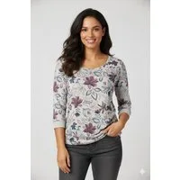Ragwear 3/4-Arm-Shirt SHIMONA FLOWERS O mit Rundhalsausschnitt, ohne Kragen, in Jersey-Qualität, gemustert