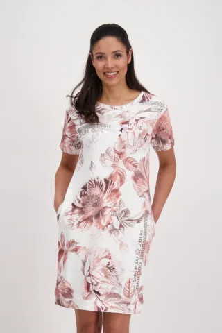 monari - Baumwoll Sweatkleid mit Allover Flower Print und Taschen vintage rose gemustert - Gr. - 36
