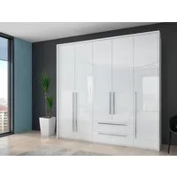 OTTO home Drehtürenschrank Piano, inklusive Rahmen und Beleuchtung, soft-close-Funktion (viele Breiten zur Auswahl, 226cm hoch, mit jeweils 2 Schubladen) beige oder weiß, UV lackiert, Hochglanzfronten, FSC-zertifiziert