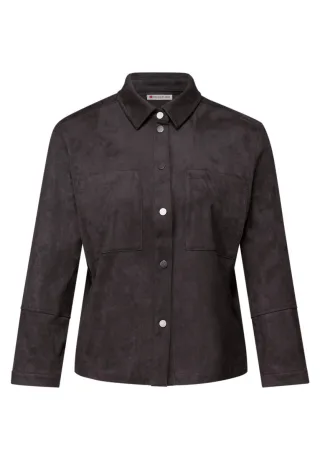 Street One - Velourshemdbluse braun - Gr. - 36