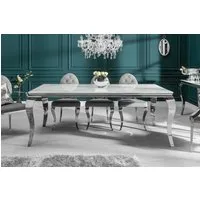 riess-ambiente Esstisch MODERN BAROCK 200cm grau / weiß (Einzelartikel, 1-St), Marmor-Design · Glasplatte · Edelstahl-Beine · bis 8 Personen