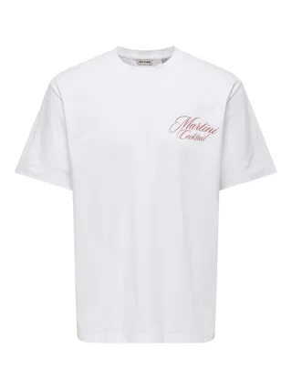 ONLY&SONS - ONSFRED LIFE RLX SS PRINT TEE NOOS Bright White - Gr. - XL