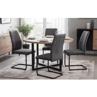 B&D home Freischwinger THEO (4er Set), Esszimmerstuhl, kippsicher, gepolstert, pulverbeschichtet