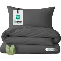 Carpe Sonno Bettwäsche TENCEL™ Lyocell kühlende Bettwäsche 135 x 200 155 x 220 uni einfarbig, Lyocell, 2 teilig, OEKO-TEX - seidenähnlich, natürlicher Rohstoff, Anthrazit 135x200