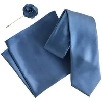 Next Krawatte Seidenkrawatte, Einstecktuch, Krawattennadel Set (3-St)