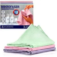 BARBONS Mikrofasertücher Geschirrtücher Allzwecktücher Fenstertücher Mikrofasertuch (100% Mikrofaser, 60x40 cm, 1 Packung, 3-tlg., Allzwecktücher, Streifenfrei, Staubfrei Auto)