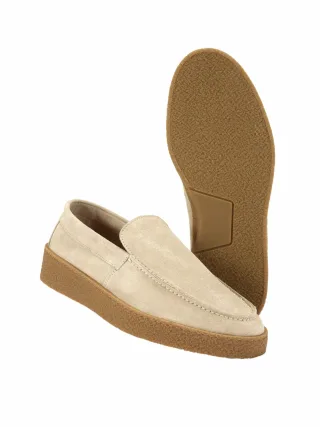 Mey & Edlich Herren Algarve-Slipper Beige Rindveloursleder