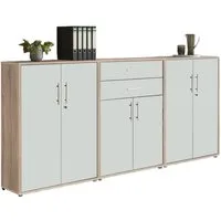 BMG Möbel Aktenschrank Office Edition (Set 15, Büroschrank abschließbar mit Metallgriffen, 2x abschließbarer Aktenschrank, 1x Schubkastenschrank) BxHxT:253,2 x 113,6 x 33 cm, Made in Germany