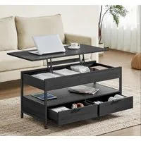 VASAGLE Couchtisch Wohnzimmertisch, offenes Fach, aufklappbar, mit Stauraum (für Home Office, inkl. Zubehörpaket & Anleitung), höhenverstellbar, mit Schubladen, Industrial, 50 x 100 x (48-63) cm