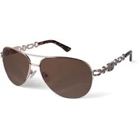 LuxusKollektion Pilotenbrille Sonnenbrille Damen Verspiegelt UV400 Gestell Gold Gläser Braun Getönt