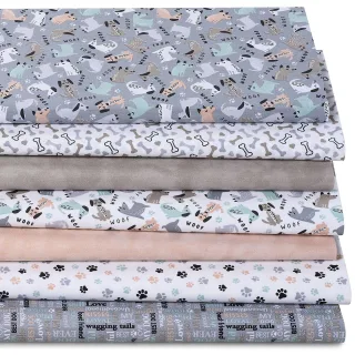 Patchwork- und Quiltpaket "Hunde", grau-color