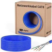 HB-DIGITAL CAT 8 Netzwerk Verlegekabel Ethernet S/FTP AWG22 LSZH Netzwerkkabel, Netzwerkstecker, (2500 cm), Brandschutzklasse BauPVO: B2ca s1a d1 a1
