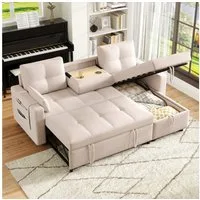 HAUSS SPOLE Schlafsofa mit Schlaffunktion Modernes L-Sofa mit Stauraum Ecksofa Wohnzimmersofa, Wohnzimmersofa, Polstersofa 1 Teile, mit herunterziehbarem Getränkehalter