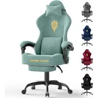 Ferghana Gaming-Stuhl Gaming-Stuhl: Kopfstütze, Lendenkissen, Armlehnen, Fußstütze (Packung), Ergonomischer PC-Stuhl,Rückenlehne 90°-125°