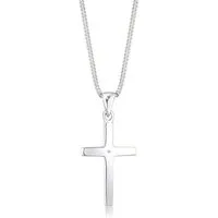 Elli DIAMONDS Collierkettchen Kreuz Glaube Diamant (0.005 ct) Basic 925 Silber