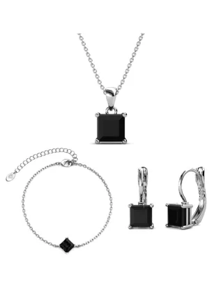 Einfaches quadratisches Set und Box - Silber und Schwarz