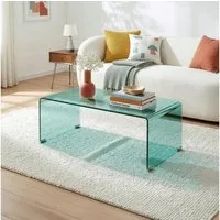 en.casa Couchtisch, »Väsas« 90 x 45 x 35 cm rechteckig gehärtetes Glas Grün