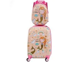 COSTWAY Kinderkoffer Reisegepäck, 2tlg Kinderkoffer + Rucksack