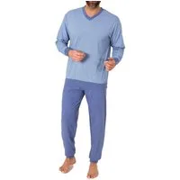 Normann Pyjama Herren Schlafanzug lang mit Bündchen in eleganter Minimalprint Optik