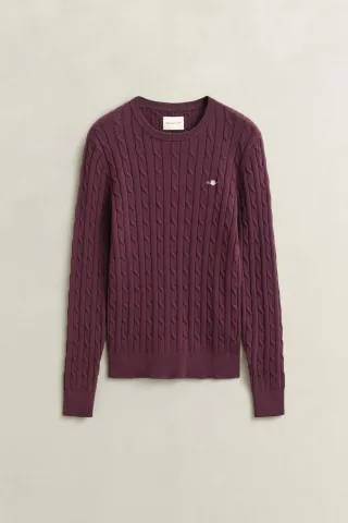 GANT - Classic Zopfstrickpullover darkened wine - Gr. - XXL