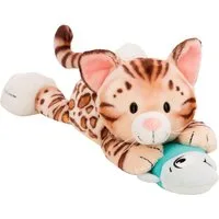 Nici Kuscheltier Homies GREEN, Katze Bengal & Fisch 30 cm liegend