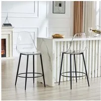 ANYSUN Barhocker 2er-Set transparente Barhocker mit Rückenlehne und Fußstütze (mit schwebendem Design für offene Küchen Gesamthöhe: 102 cm), Belastbarkeit 120 kg,pflegeleicht,für Küche & Homeoffice-Stuhl