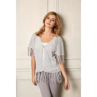 Passioni Cardigan Sommer offener Strick Cardigan mit Fransen