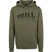 Baddery Kapuzenpullover Angler Hoodie: "Angler Evolution" - Angelkleidung Angel Zubehör, hochwertiger Siebdruck, auch Übergrößen