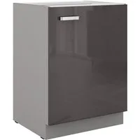 Küchen-Preisbombe Unterschrank 60 cm Küche Bianca Grey Grau Hochglanz Küchenzeile Küchenblock