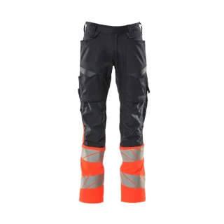 MASCOT Herren Hose mit Knietaschen ACCELERATE SAFE Schwarzblau / Hi-vis Rot 46 - 19679-236-10222-76C46