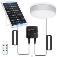 Aigostar LED Solarleuchte Solarlampe Decke Außen LED Solar Deckenleuchte Outdoor, mit 8m Kabel, Zugschalter, LED fest integriert, Kaltweißes Licht