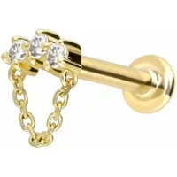PIERCINGLINE Piercing-Set 14 Karat Gold Labret mit Push Fit MOISSANIT-BOGEN + KETTE (Labrets, 1-tlg)