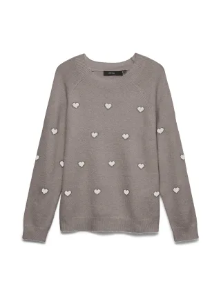 VERO MODA - VMDOFFY INTARSIA LS O-NCK PULLOV GA NOOS Moon Rock - Gr. - L
