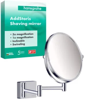 hansgrohe AddStoris Rasierspiegel 41791000 1-fach und 3-fach Vergrößerung, Wandmontage, chrom
