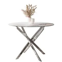 Lookway Esstisch BEIRA II, Runder Tisch 90 cm, Platte aus Keramik, ohne Stühle